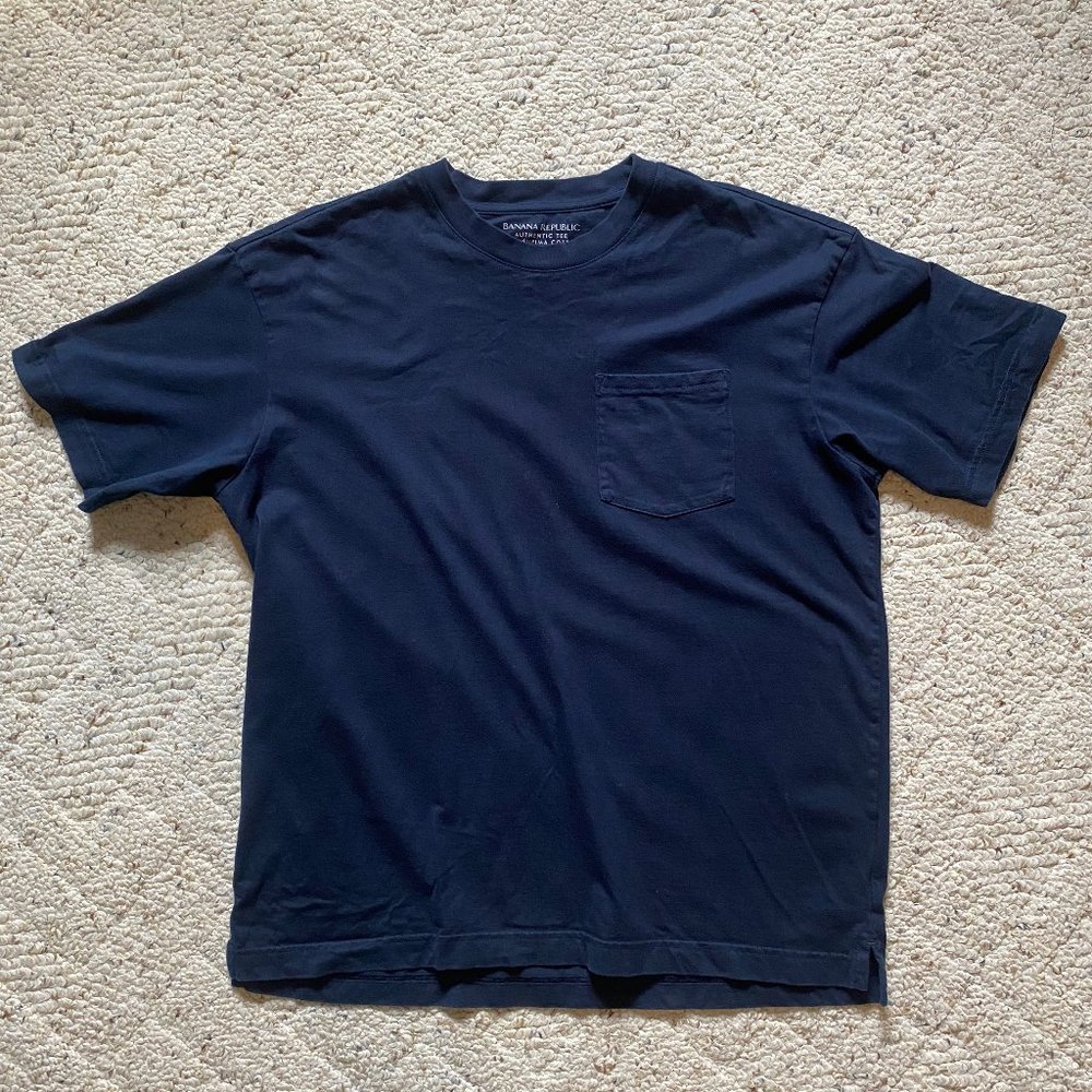 Banana Republic Supima Cotton Pocket T-Shirt, Navy Blue, Medium